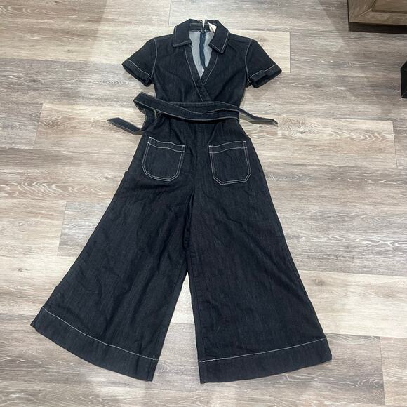 Anthropologie Maeve Wrapped Culotte Jumpsuit: Ponte Edition Size 0P - Picture 2 of 9